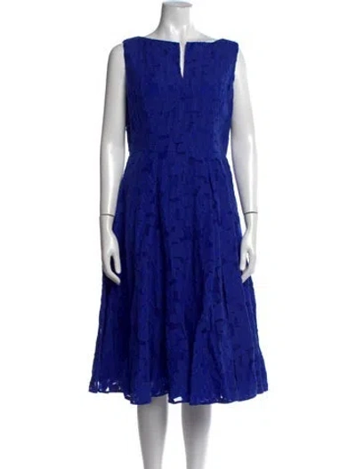 Pre-owned Carolina Herrera Floral Print Midi Length Dress W/ Tags In Blue