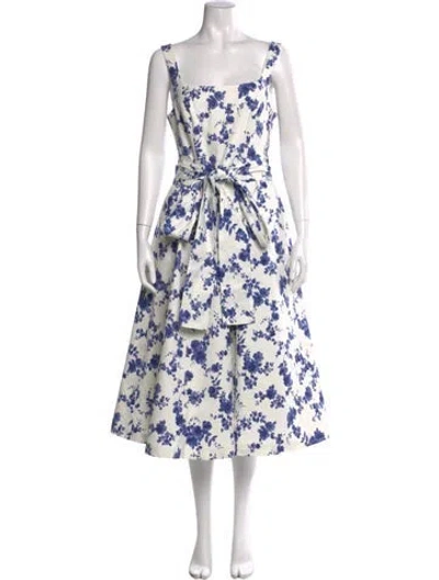 Pre-owned Carolina Herrera Floral Print Midi Length Dress W/ Tags In Multi