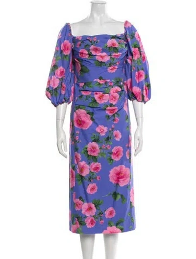 Pre-owned Carolina Herrera Floral Print Midi Length Dress W/ Tags In Multi
