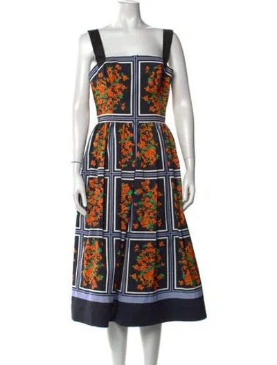 Pre-owned Carolina Herrera Floral Print Midi Length Dress W/ Tags In Multicolor