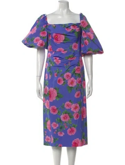 Pre-owned Carolina Herrera Floral Print Midi Length Dress W/ Tags In Pink