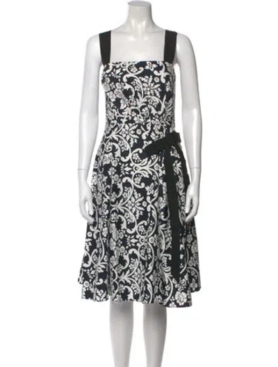 Pre-owned Carolina Herrera Floral Print Midi Length Dress W/ Tags In White