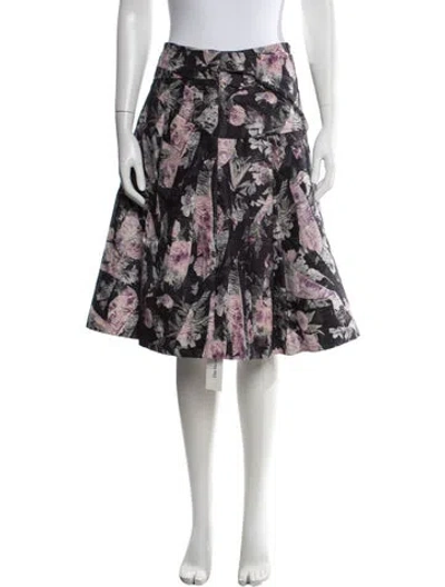 Pre-owned Carolina Herrera Floral Print Midi Length Skirt In Black