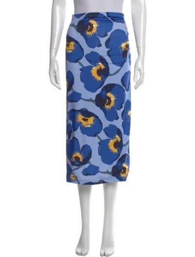 Pre-owned Carolina Herrera Floral Print Midi Length Skirt In Blue