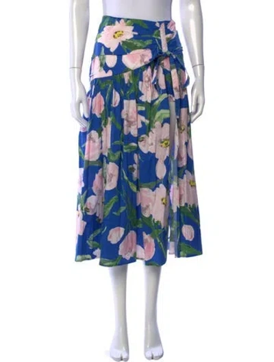Pre-owned Carolina Herrera Floral Print Midi Length Skirt In Blue