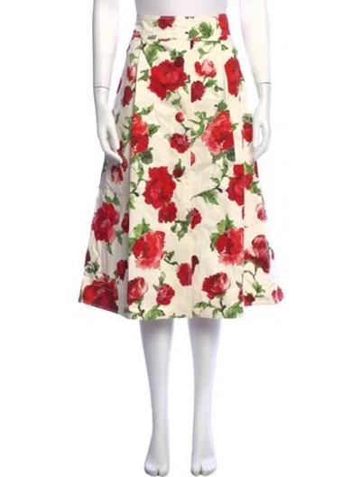 Pre-owned Carolina Herrera Floral Print Midi Length Skirt In Multicolor