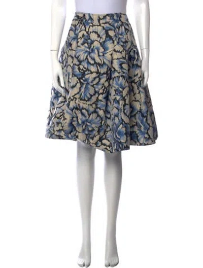 Pre-owned Carolina Herrera Floral Print Midi Length Skirt In Neutrals