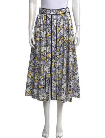 Pre-owned Carolina Herrera Floral Print Midi Length Skirt In Purple