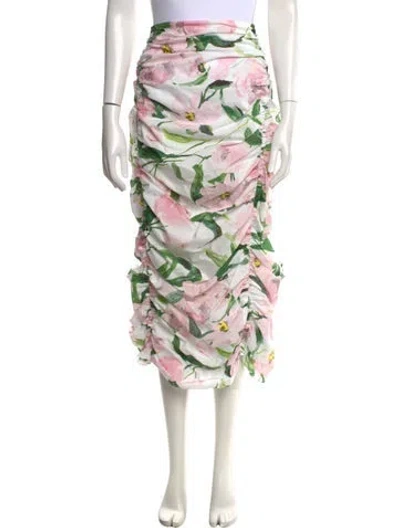 Pre-owned Carolina Herrera Floral Print Midi Length Skirt W/ Tags In Pink