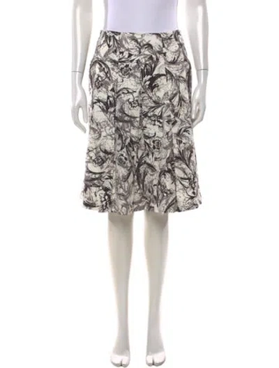 Pre-owned Carolina Herrera Floral Print Midi Length Skirt In White