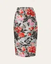 Carolina Herrera Floral Print Midi Pencil Skirt In Melange Grey Multi