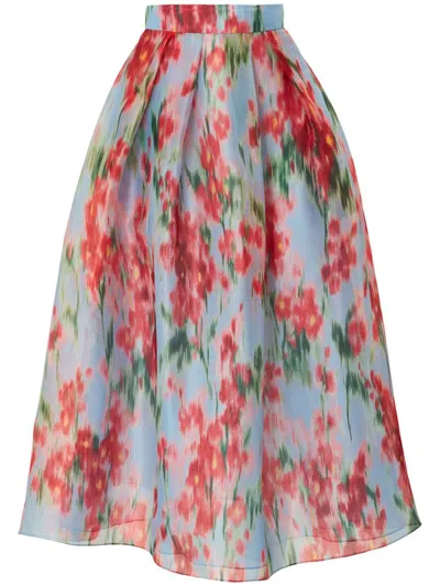 Carolina Herrera Printed Silk Midi Skirt In Multi