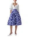 Carolina Herrera Floral Print Midi Skirt In Nautilus Multi