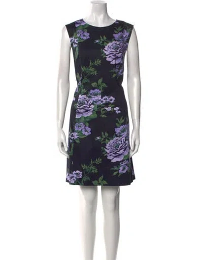 Pre-owned Carolina Herrera Floral Print Mini Dress In Black