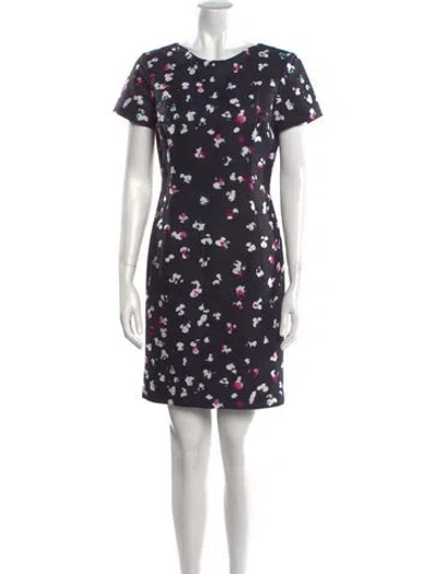 Pre-owned Carolina Herrera Floral Print Mini Dress In Blue