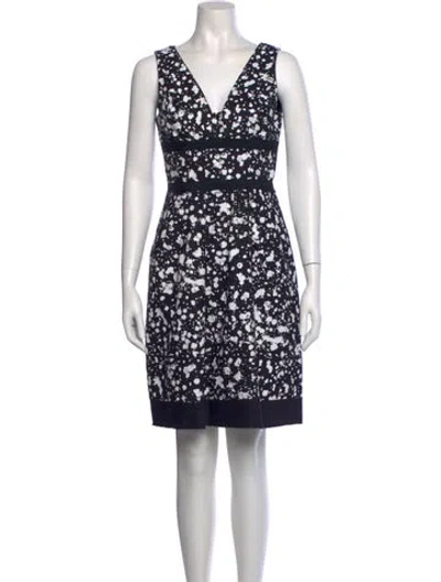 Pre-owned Carolina Herrera Floral Print Mini Dress In Blue
