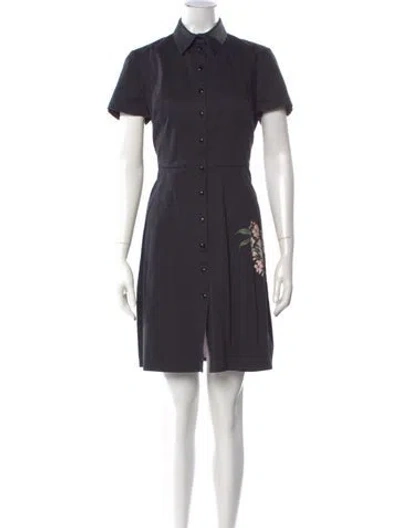 Pre-owned Carolina Herrera Floral Print Mini Dress In Blue