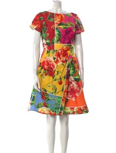 Pre-owned Carolina Herrera Floral Print Mini Dress In Multi