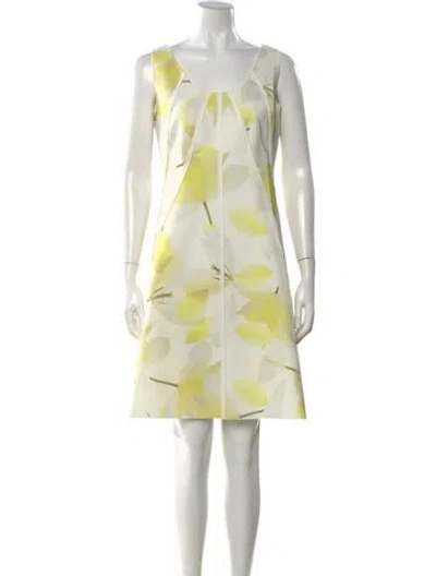Pre-owned Carolina Herrera Floral Print Mini Dress In Neutral