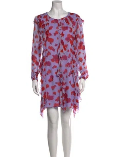 Pre-owned Carolina Herrera Floral Print Mini Dress In Purple