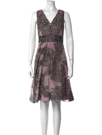 Pre-owned Carolina Herrera Floral Print Mini Dress In Purple