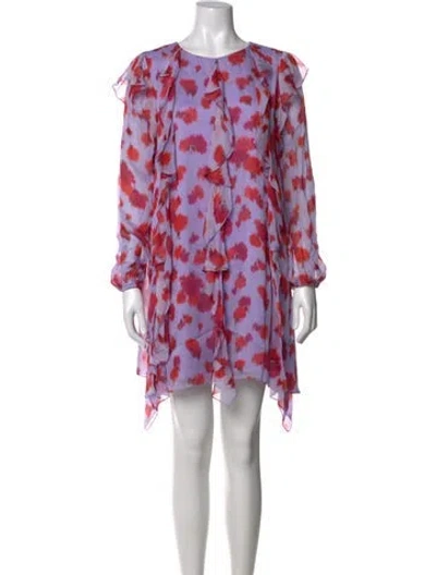 Pre-owned Carolina Herrera Floral Print Mini Dress In Purple