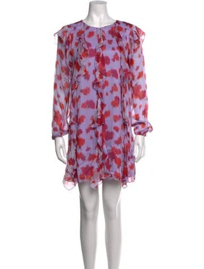 Pre-owned Carolina Herrera Floral Print Mini Dress In Purple