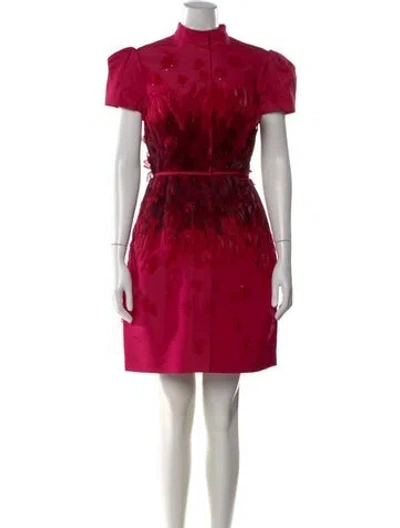 Pre-owned Carolina Herrera Floral Print Mini Dress In Red