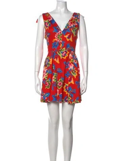 Pre-owned Carolina Herrera Floral Print Mini Dress In Red