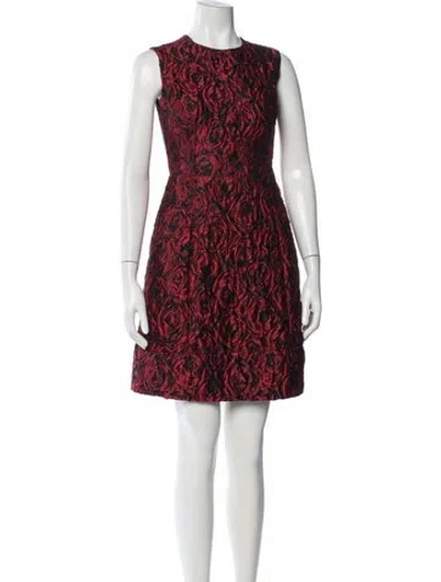 Pre-owned Carolina Herrera Floral Print Mini Dress In Red