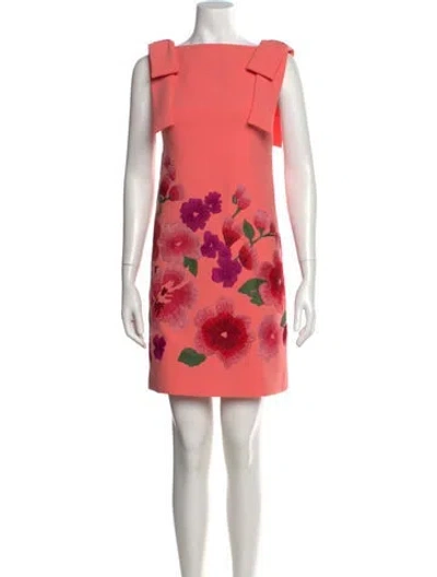 Pre-owned Carolina Herrera Floral Print Mini Dress W/ Tags In Pink