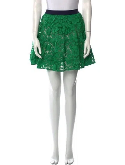 Pre-owned Carolina Herrera Floral Print Mini Skirt In Green