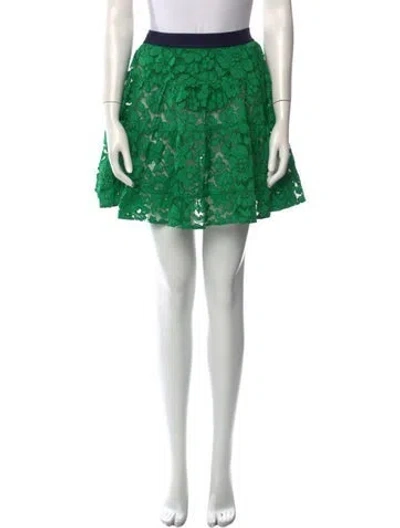 Pre-owned Carolina Herrera Floral Print Mini Skirt In Green