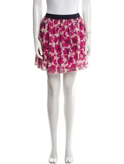 Pre-owned Carolina Herrera Floral Print Mini Skirt In Red