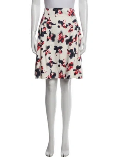 Pre-owned Carolina Herrera Floral Print Mini Skirt In White