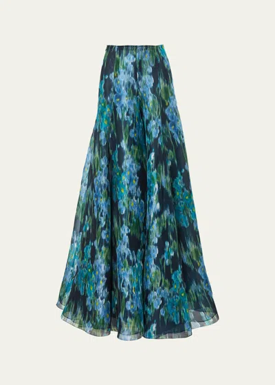 Carolina Herrera Printed Silk Palazzo Pants In Midnightmu