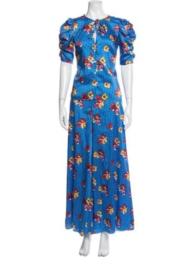 Pre-owned Carolina Herrera Floral Print Pant Set In Blue
