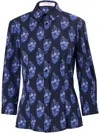 Carolina Herrera Bouquet-print Button-down Icon Blouse In Blue