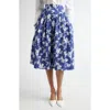 Shop Carolina Herrera Floral Print Pleated Faille Midi Skirt