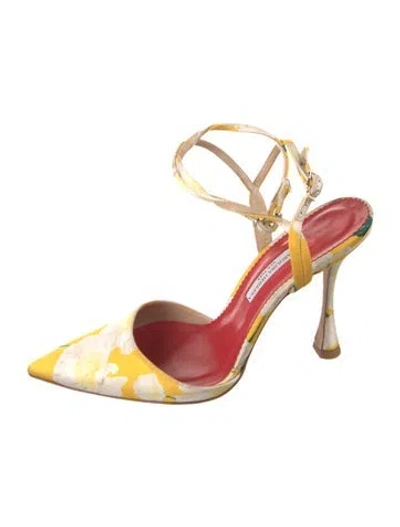 Pre-owned Carolina Herrera Floral Print Pumps In Red