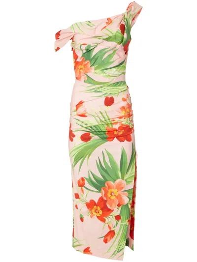CAROLINA HERRERA FLORAL-PRINT RUCHED DRESS