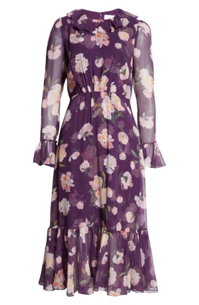 Carolina Herrera Ruffled Floral-print Dress In Fig Multi