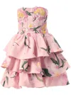 Carolina Herrera Floral-print Ruffled Mini Dress In Pink