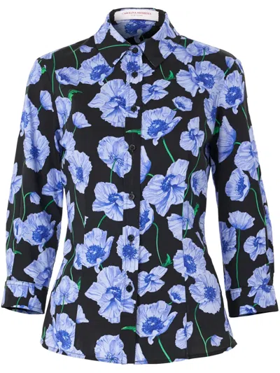 Carolina Herrera Floral-print Shirt In 黑色