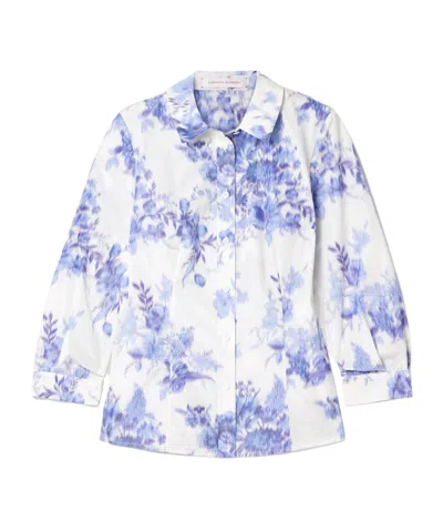 Carolina Herrera Icon Floral-print Taffeta Shirt In White