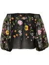 Carolina Herrera Floral-print Silk Blouse In Black
