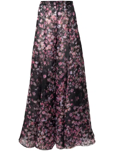 Carolina Herrera Silk Organza Wide-leg Palazzo Pants In Multi