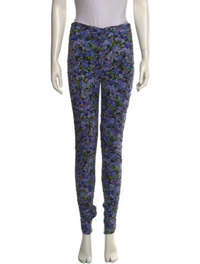 Pre-owned Carolina Herrera Floral Print Skinny Leg Pants In Multi