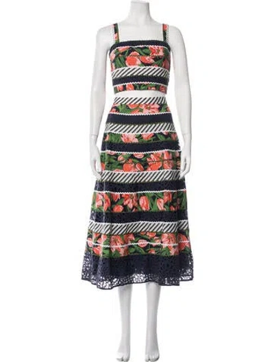 Pre-owned Carolina Herrera Floral Print Skirt Set In Blue