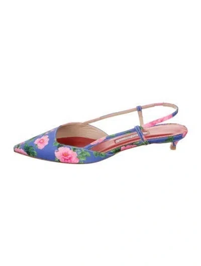 Pre-owned Carolina Herrera Floral Print Slingback Flats W/ Tags In Multicolor